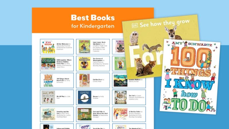 kindergarten book list with examples of book covers