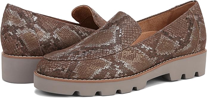 Vionic loafers in a snakeskin print