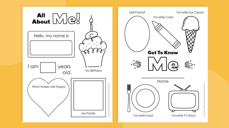 first day of school worksheets all about me