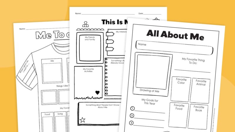 first day of school worksheets all about me