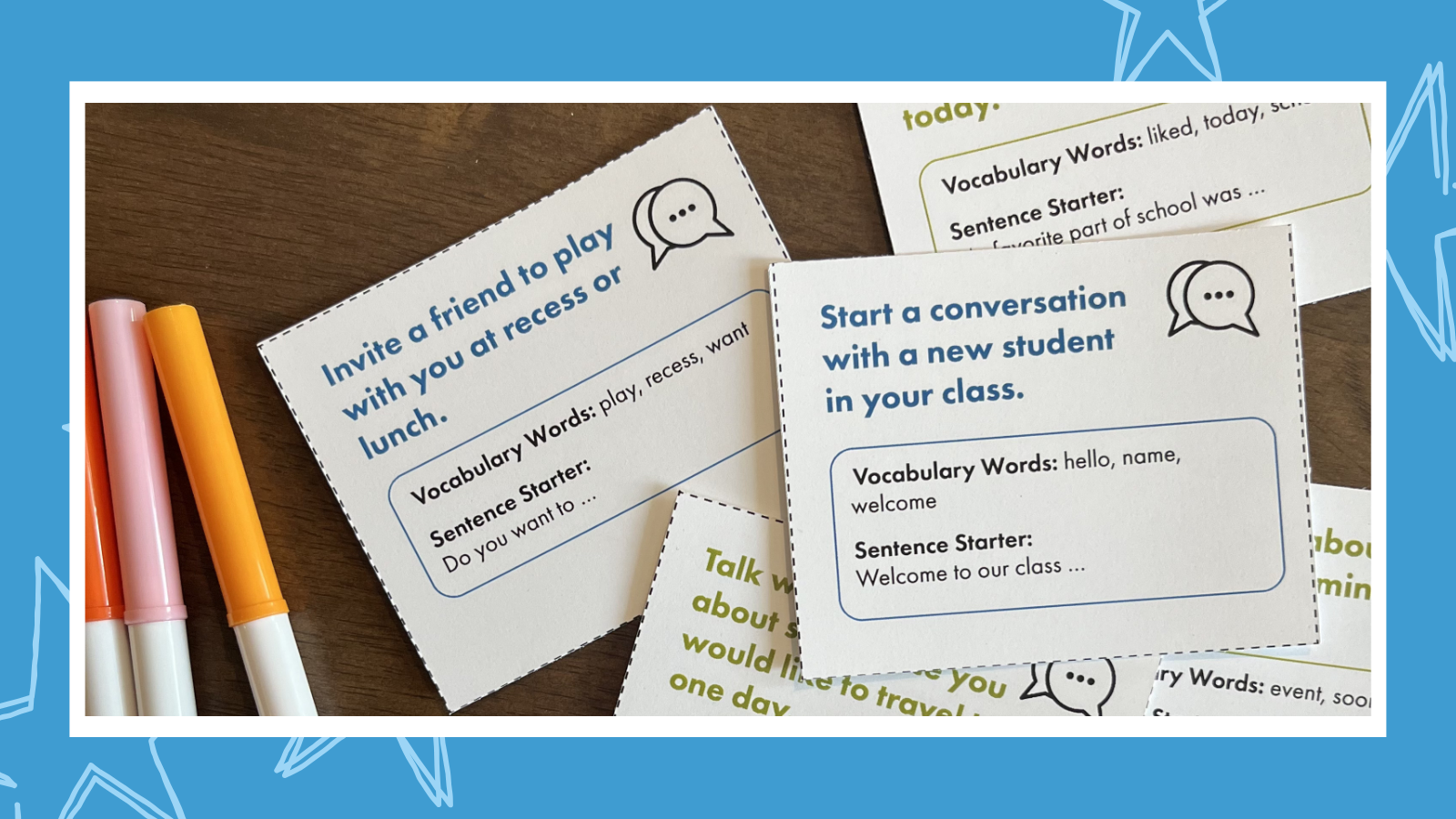 Build Real-Life Speaking Skills With These Free Social Scenario Task Cards Photo of several social scenario task cards
