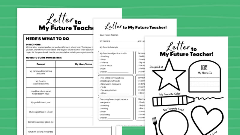 Letter to My Future Teacher template