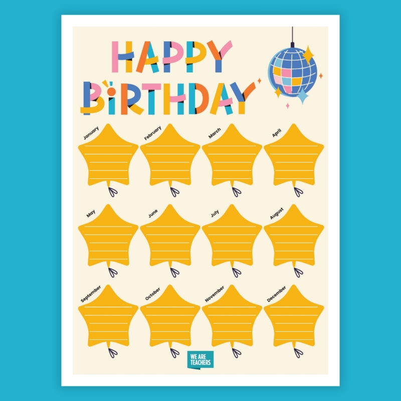 birthday chart for classroom free birthday printable