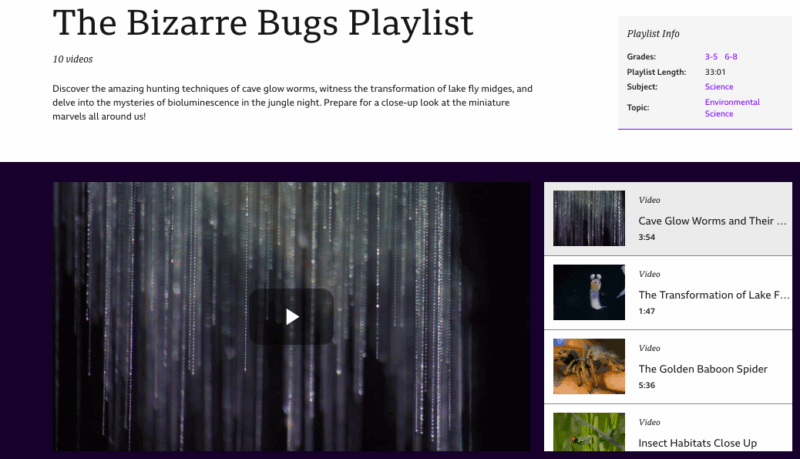 BBC Learning Hub Bizarre Bugs Playlist Sample of free classroom videos in BBC Learning Hub's Bizarre Bugs playlist