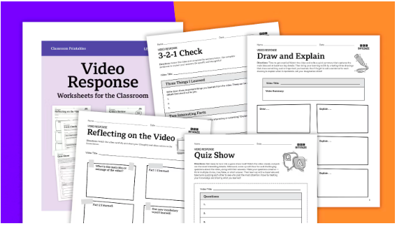 BBC Learning Hub Free Video Response Worksheet Bundle Samples of BBC Learning Hub video response worksheet bundle items