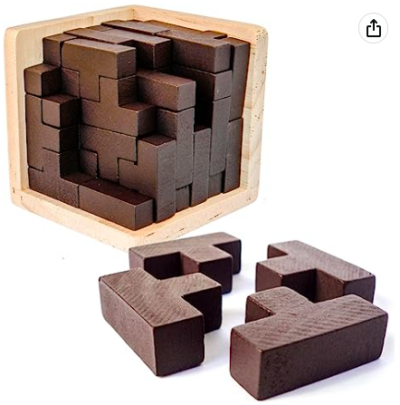 3D wooden brain teaser puzzle for middle school students.