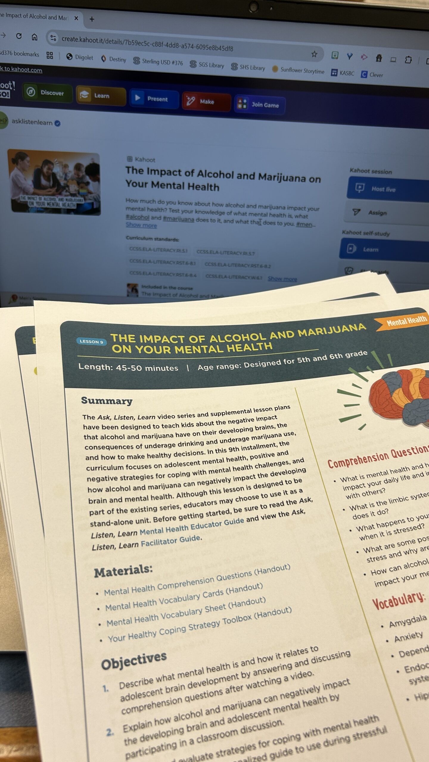These Drug and Alcohol Awareness Lessons Sparked Amazing Classroom Discussions Image of the lesson plan from Ask, Listen, Learn