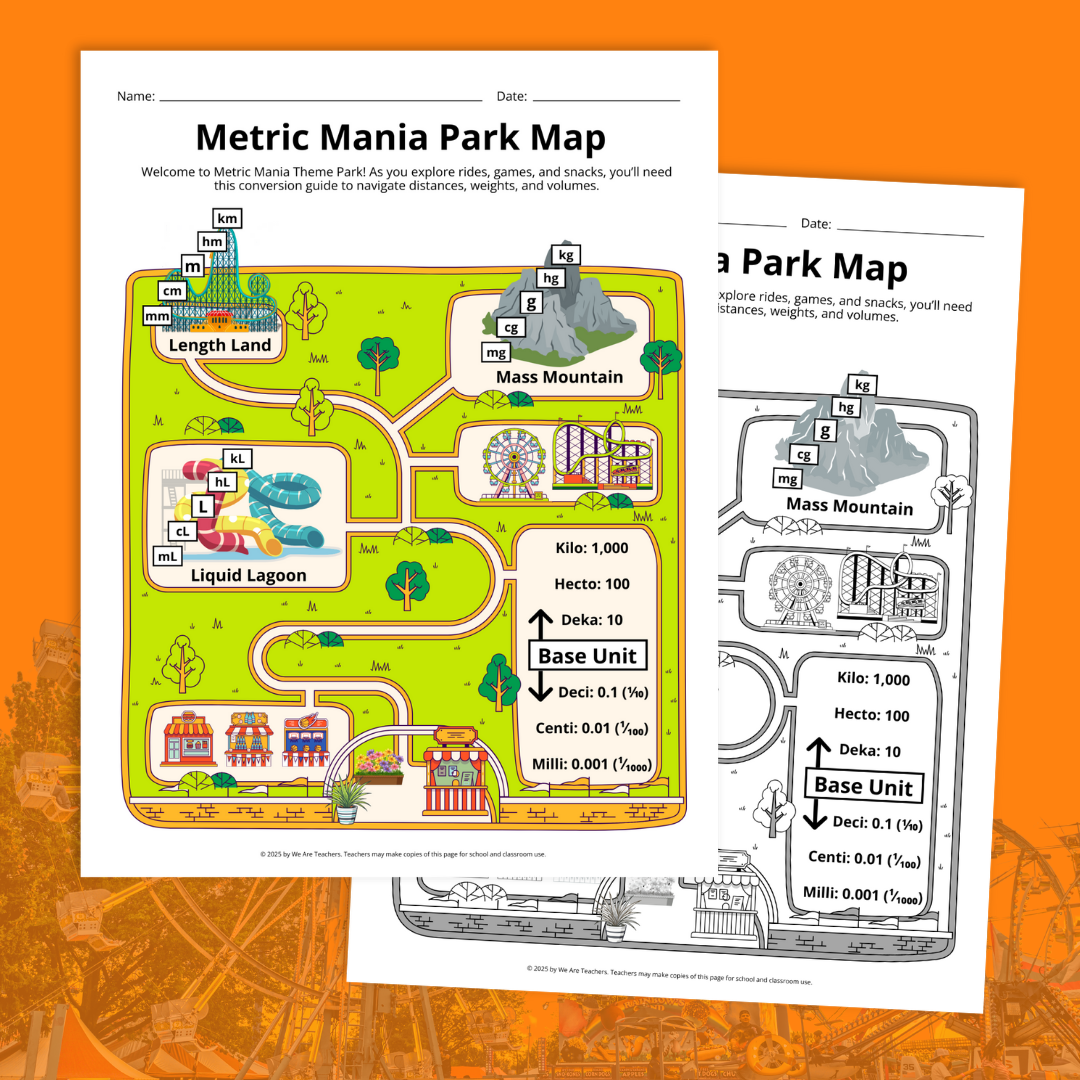 a preview of our free metric conversion worksheet packet