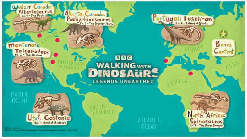 Walking With Dinosaurs Interactive Map Walking With Dinosaurs virtual field trip interactive map slide