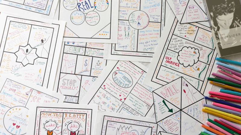 One-Pager Examles student created one-pager examples in colorful writing