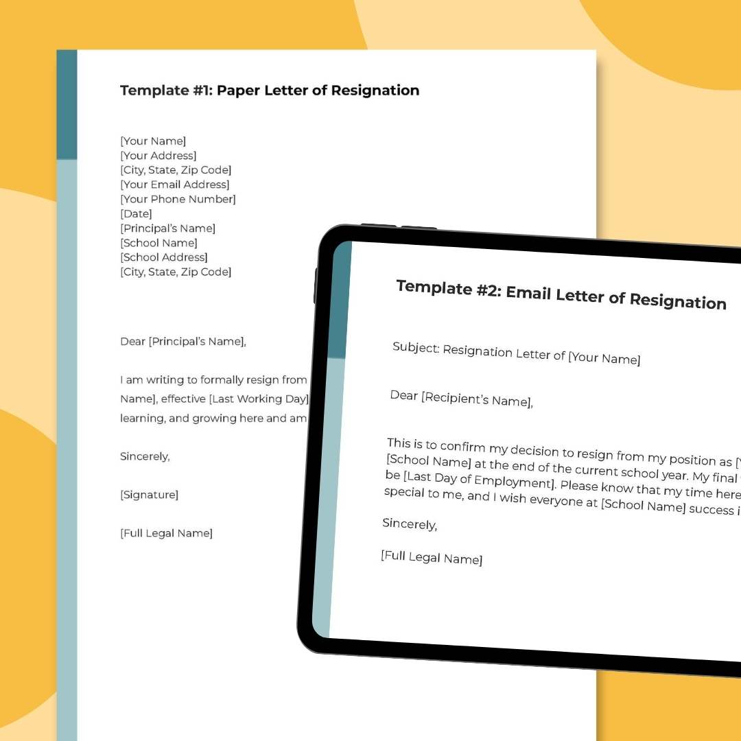 Teacher Resignation Letter Templates