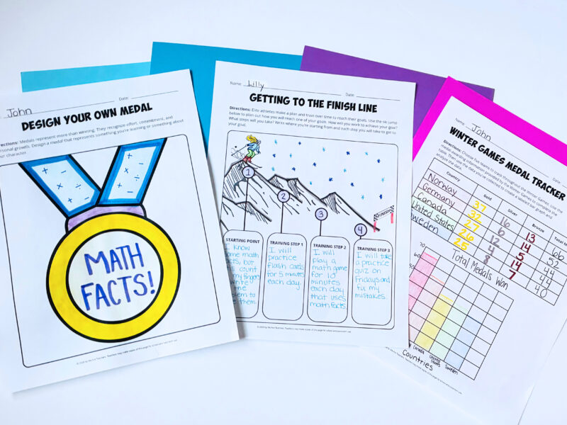 Winter Sports Worksheets an image of three worksheets in the winter sports worksheets