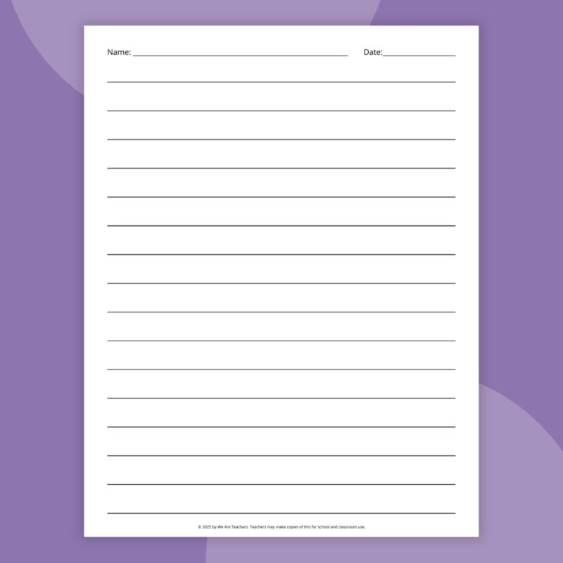 an image of a primary lined paper printable example