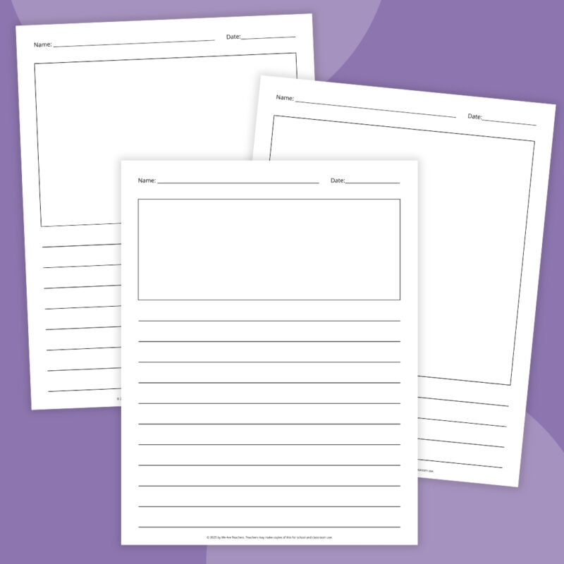 an image of a primary lined paper with drawing boxes printable example
