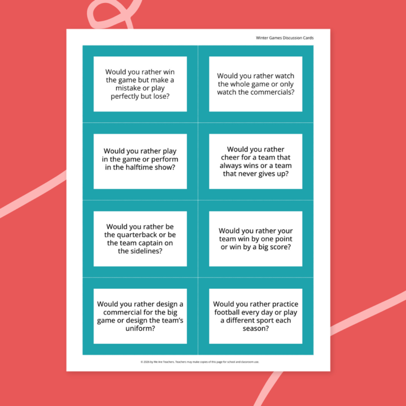 printable football worksheet examples in front of a red background