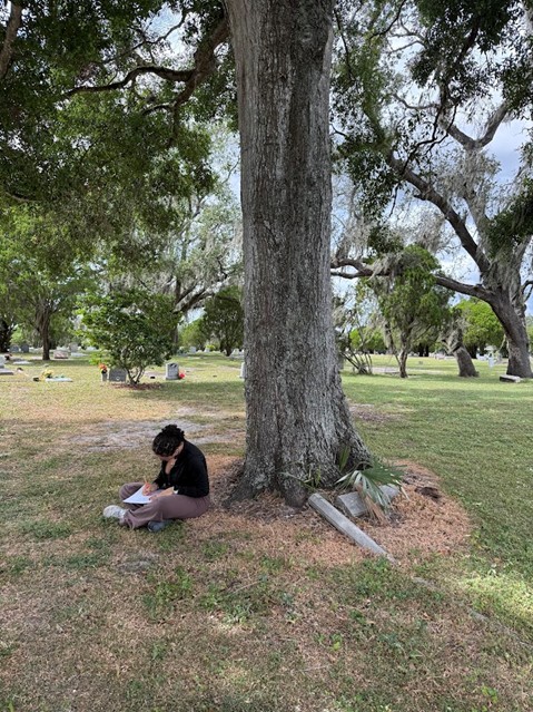 Figure 2: Student participating in a classroom activity focused on cemetery-based education