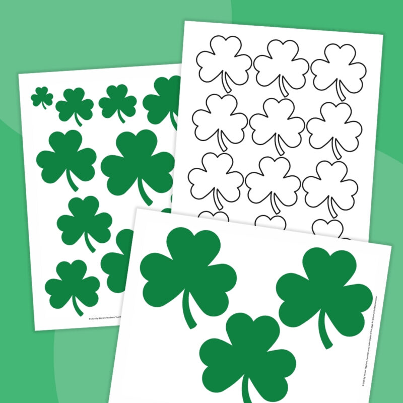 st-patricks-day-7 pages with small shamrock images