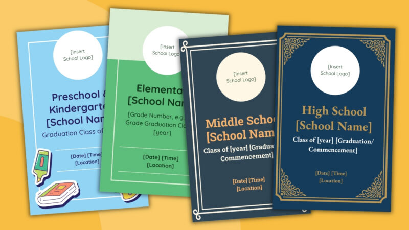 four printable examples of graduation program templates