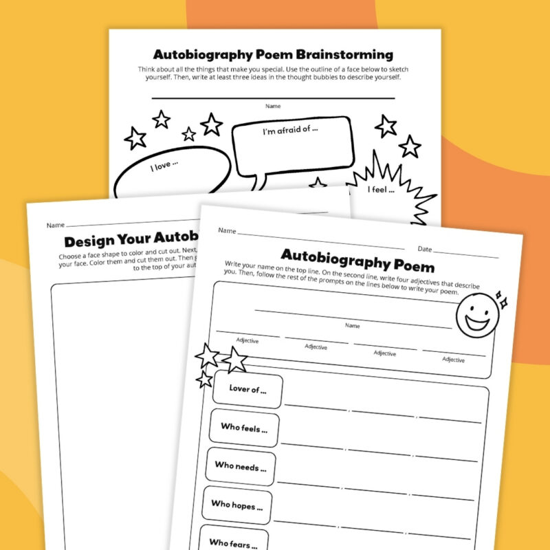 Poetry Worksheet Bundle an image of three different poetry worksheet examples