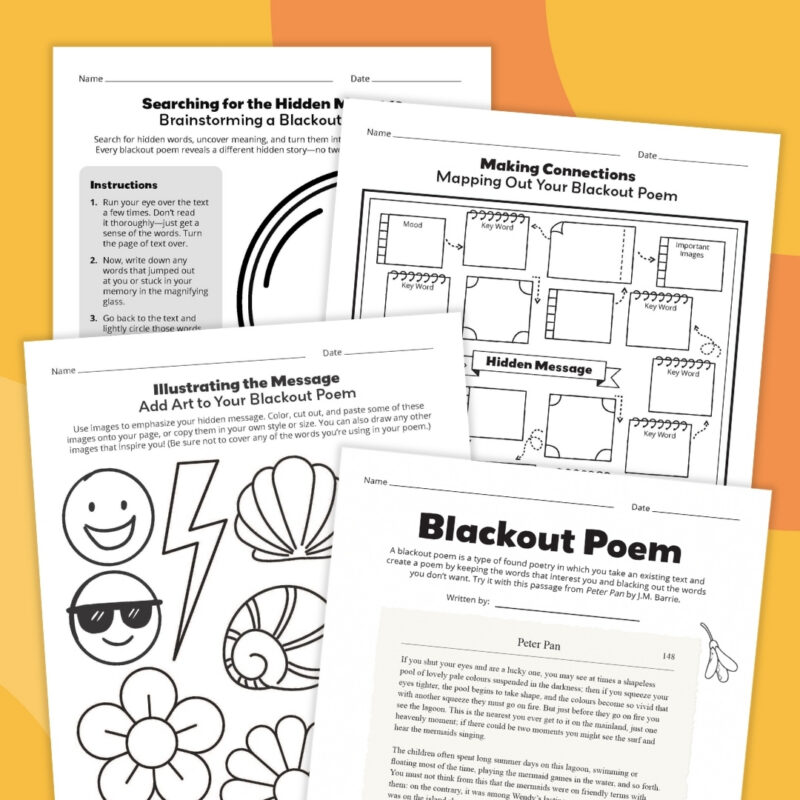 Poetry Worksheet Bundle an image of four different poetry worksheet examples