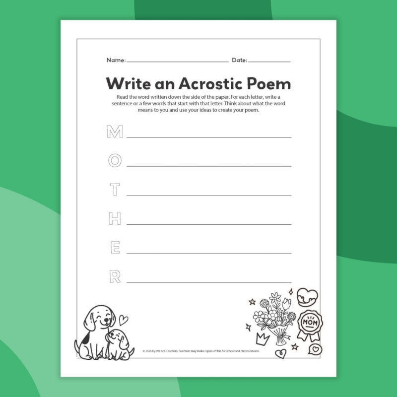 Acrostic Poem Template an image of one printable acrostic poem template