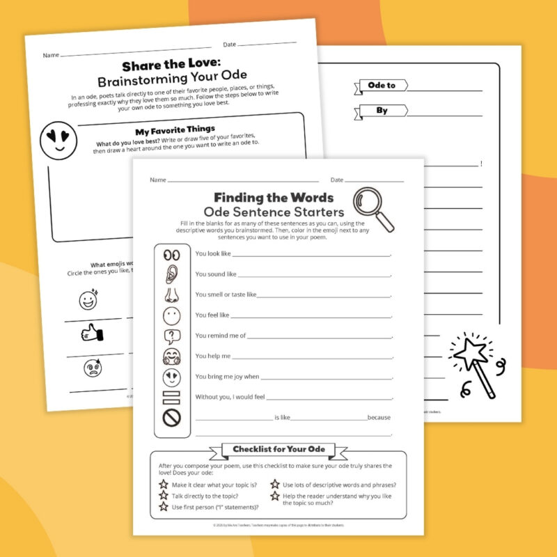 Poetry Worksheet Bundle an image of three different poetry worksheet examples