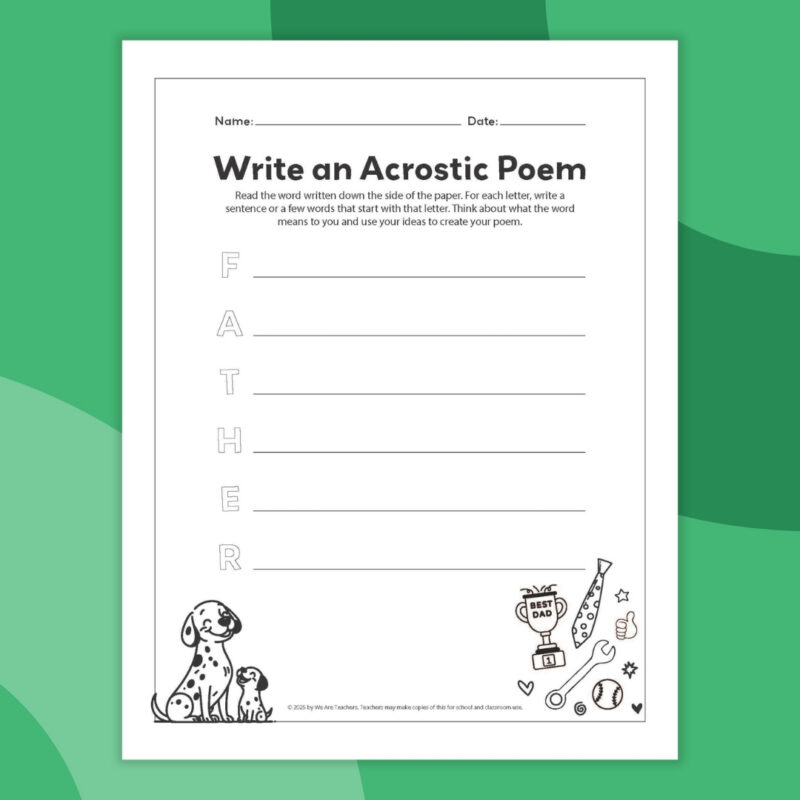 Acrostic Poem Template an image of one printable acrostic poem template