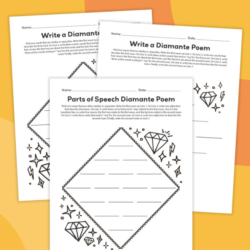 Poetry Worksheet Bundle an image of three different poetry worksheet examples