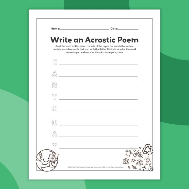 Acrostic Poem Template an image of one printable acrostic poem template