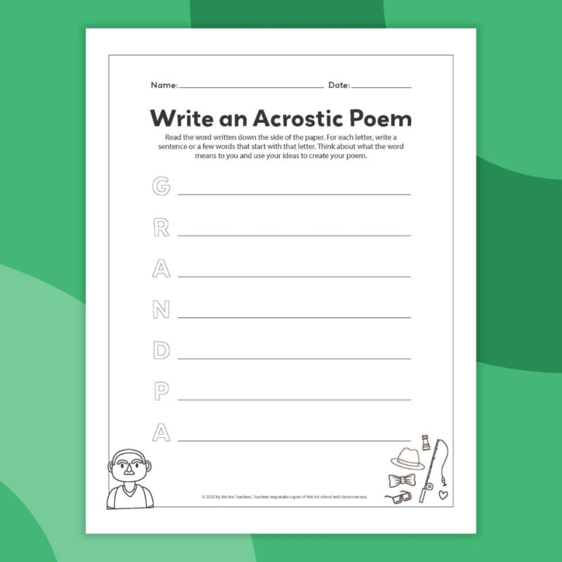 Acrostic Poem Template an image of one printable acrostic poem template