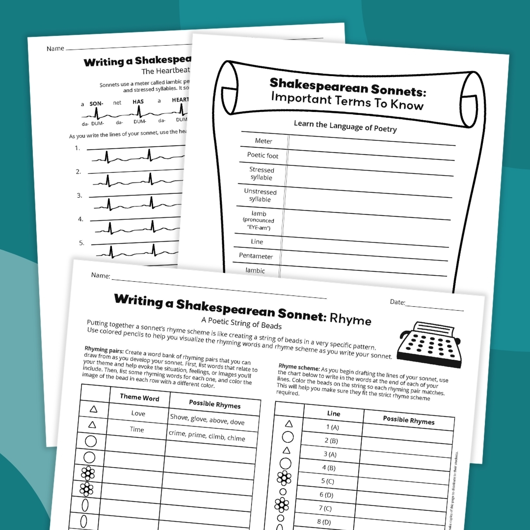 an example of three printable sonnet template worksheets