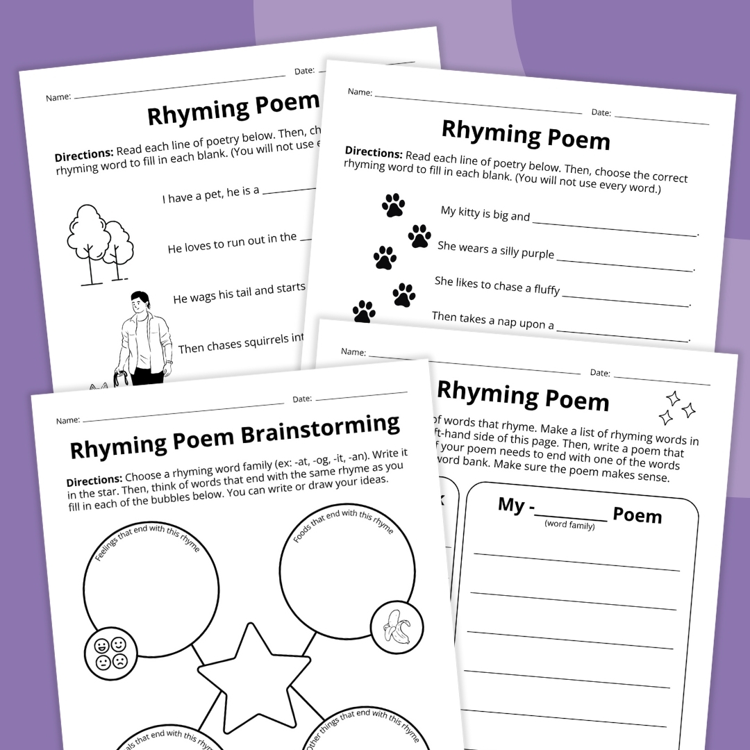 rhyming poem worksheets 