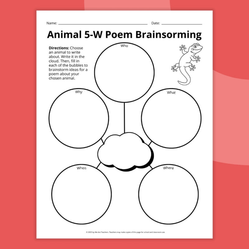 animal poetry writing sheet 