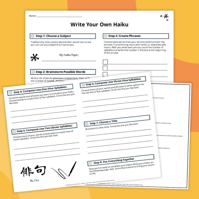 Poetry Worksheet Bundle an image of three different poetry worksheet examples