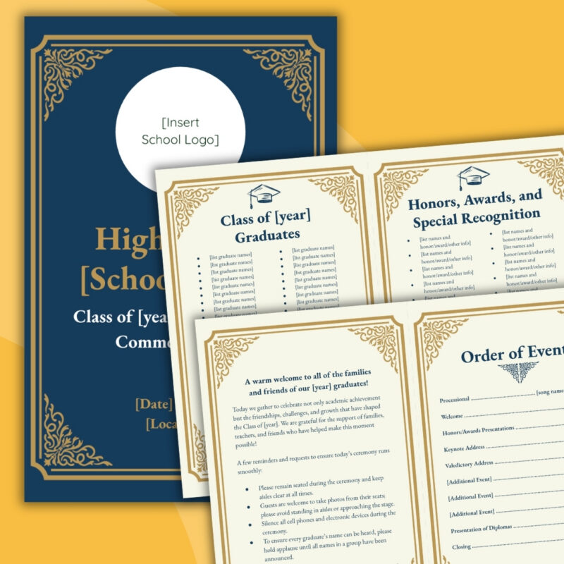 one printable example of a graduation program template