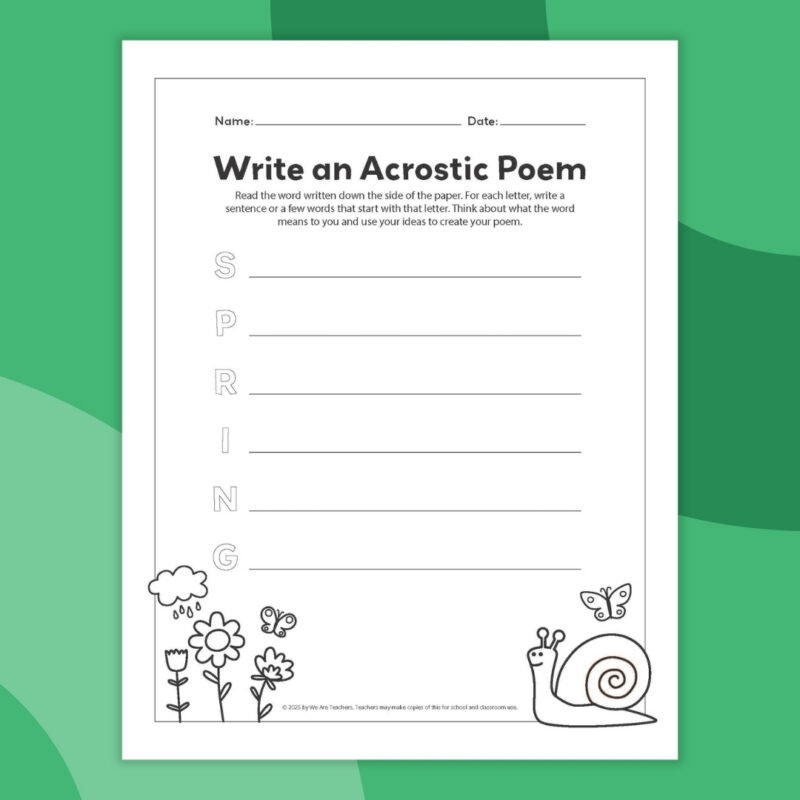Acrostic Poem Template an image of one printable acrostic poem template