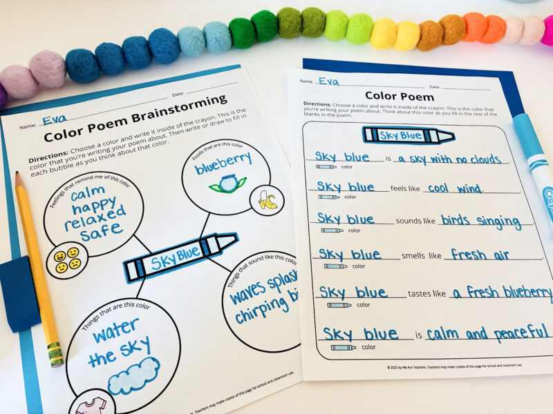 Color Poem Template an image of two color poem worksheet template student examples