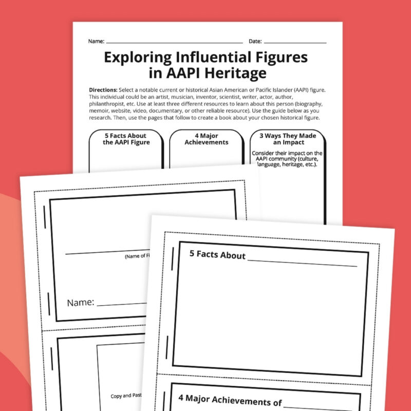 Influential AAPI Figure Flipbook Activity Collage of Influential AAPI Figure Flipbook activity worksheets