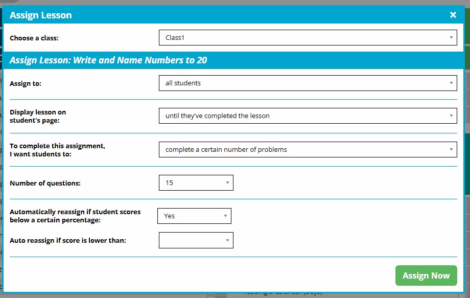 I Know It lesson assign options