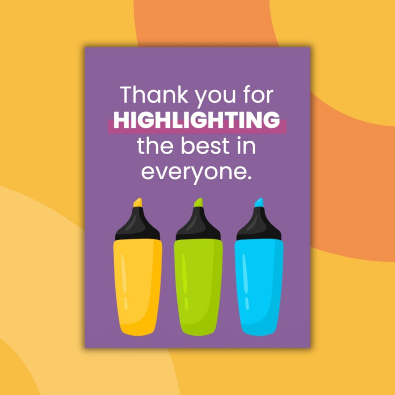 an image of a printable thank you card from teachers to students example